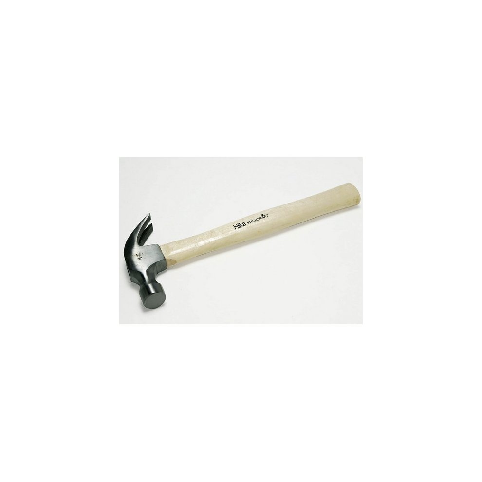 Hilka 60707016 Claw Hammer features a 16oz steel head with a polished finish and a smooth wooden shaft, ideal for various hammering tasks.