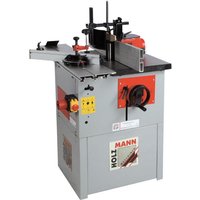 Gray Holzmann FS160L-230V spindle moulder with red accents, four-speed settings, and adjustable fence.
