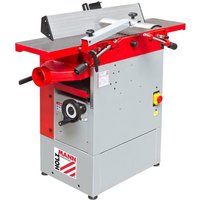 Red and gray Holzmann HOB260ECO planer thicknesser with 250mm blade, control knobs, and safety switch.