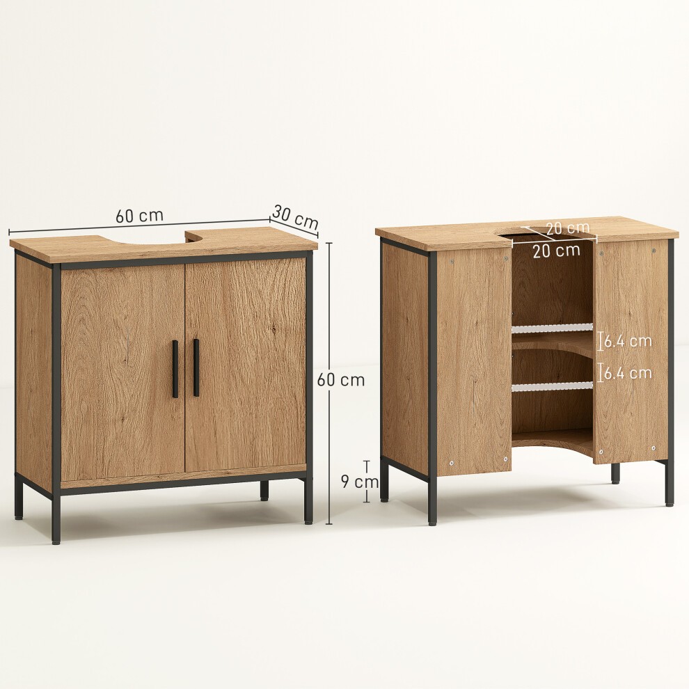 HOMCOM 2 Door Oak Under Sink Bathroom Cabinet - image 2