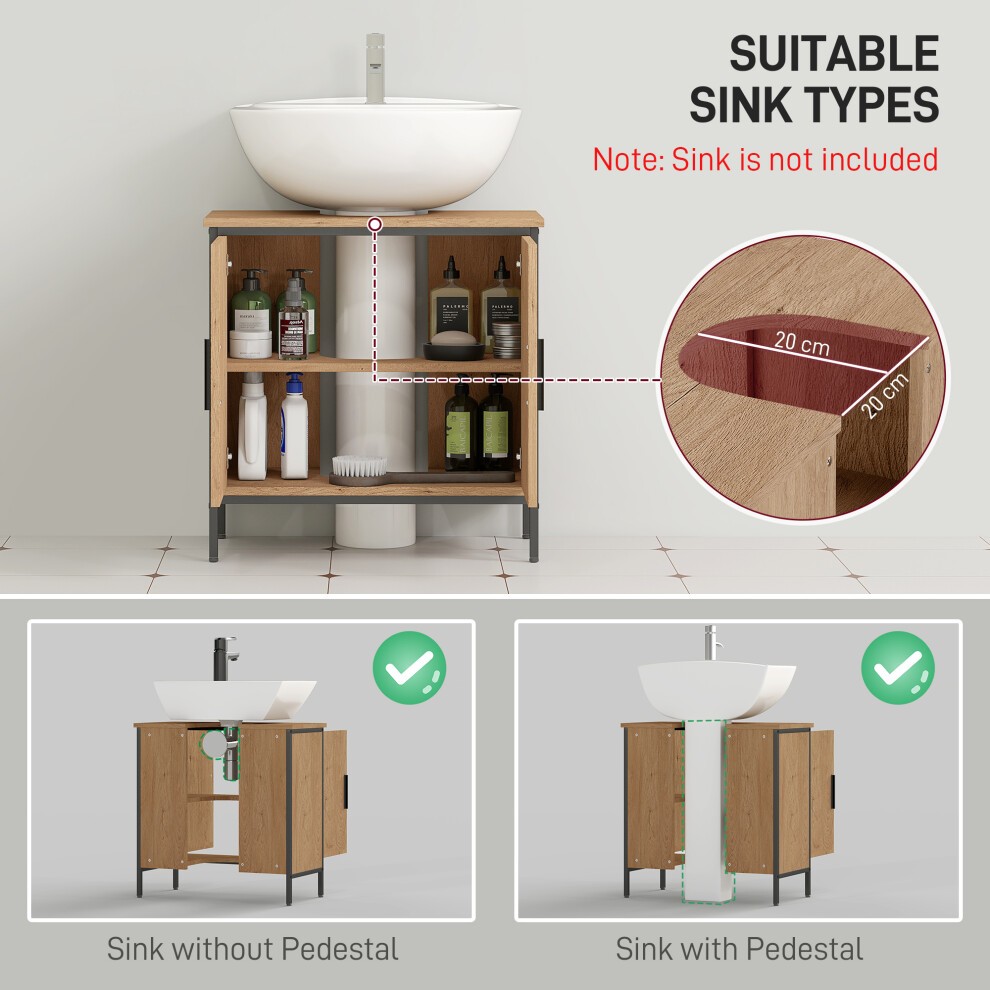 HOMCOM 2 Door Oak Under Sink Bathroom Cabinet - image 3