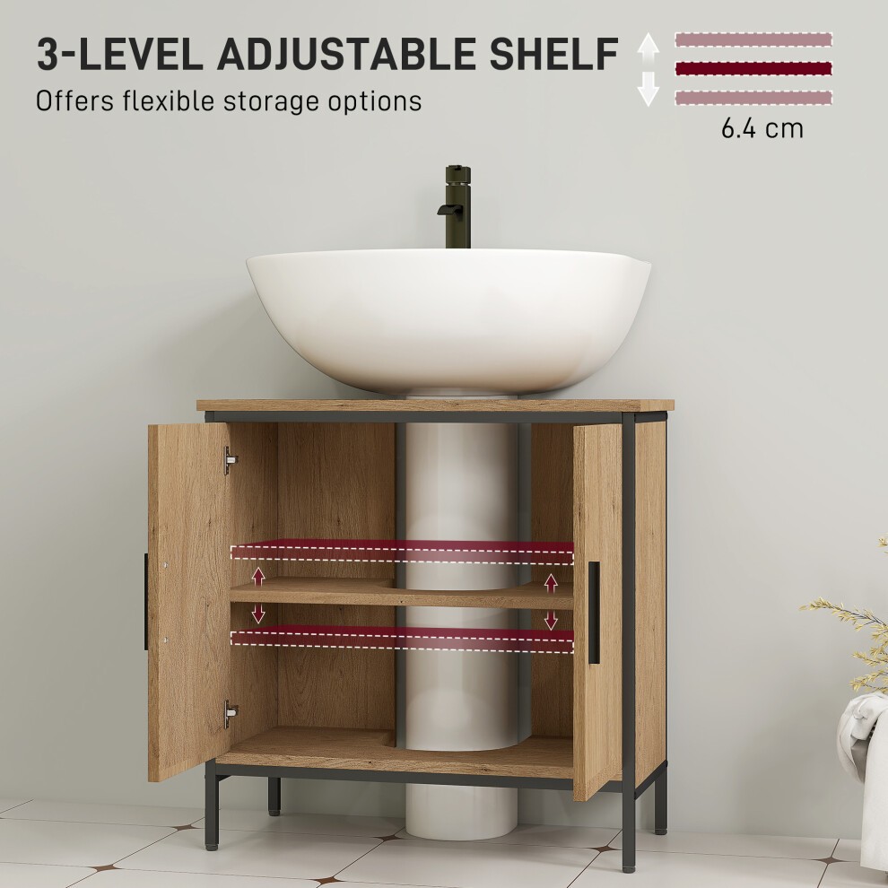HOMCOM 2 Door Oak Under Sink Bathroom Cabinet - image 4