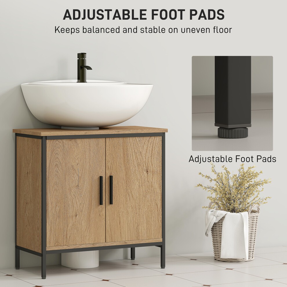 HOMCOM 2 Door Oak Under Sink Bathroom Cabinet - image 5