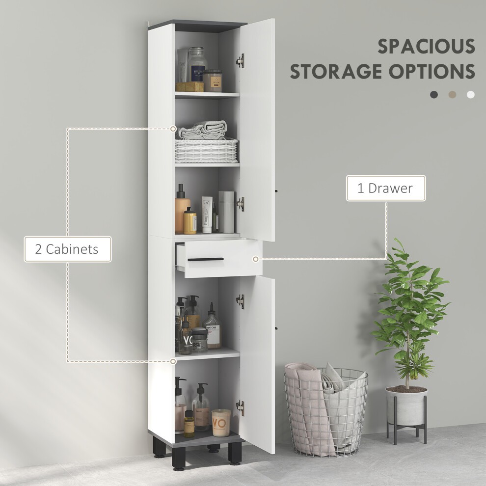 HOMCOM 2 Door Single Drawer White Bathroom Cabinet - image 2