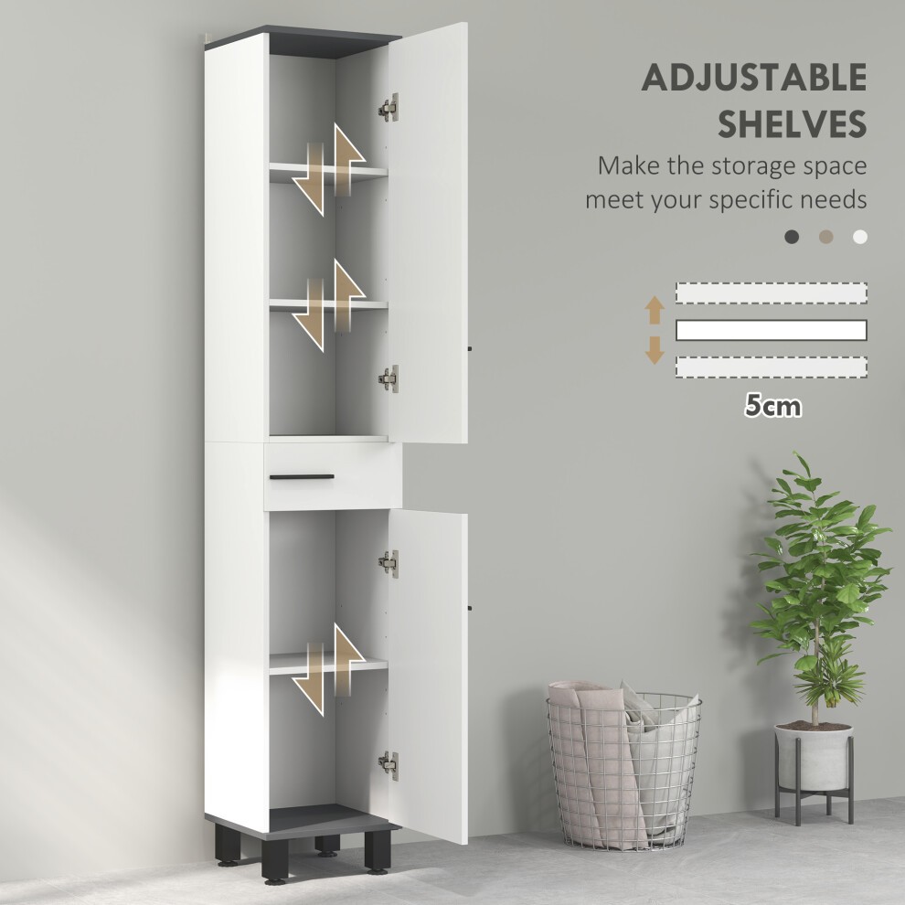 HOMCOM 2 Door Single Drawer White Bathroom Cabinet - image 3
