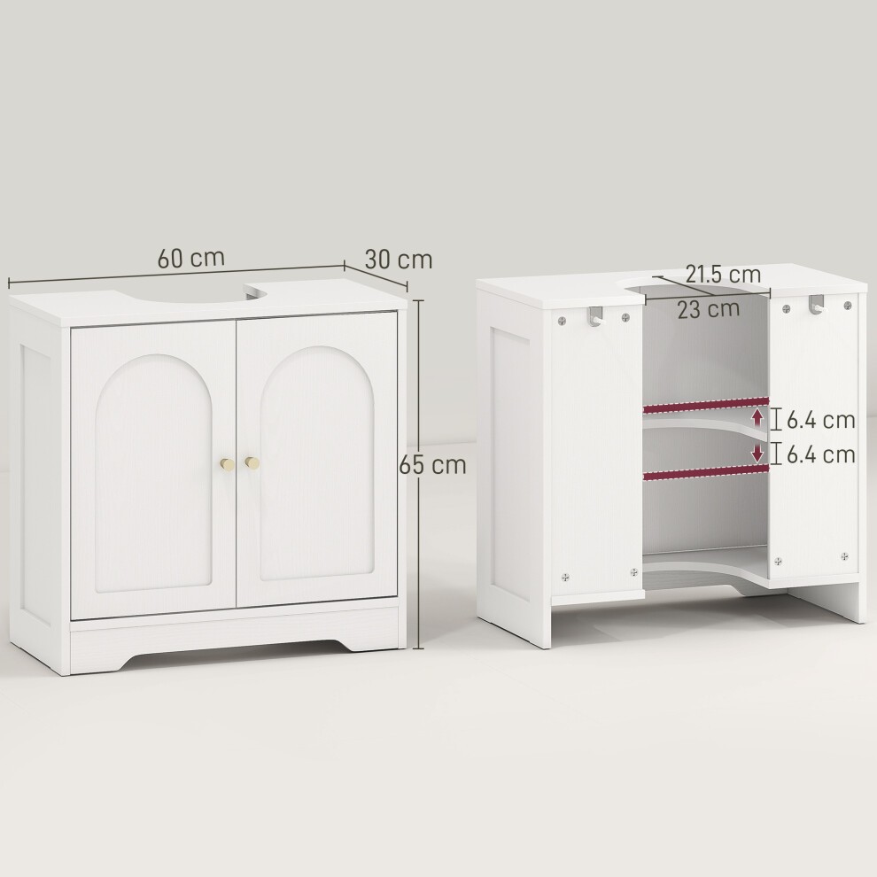 HOMCOM 2 Door White Modern Under Sink Bathroom Cabinet - image 2