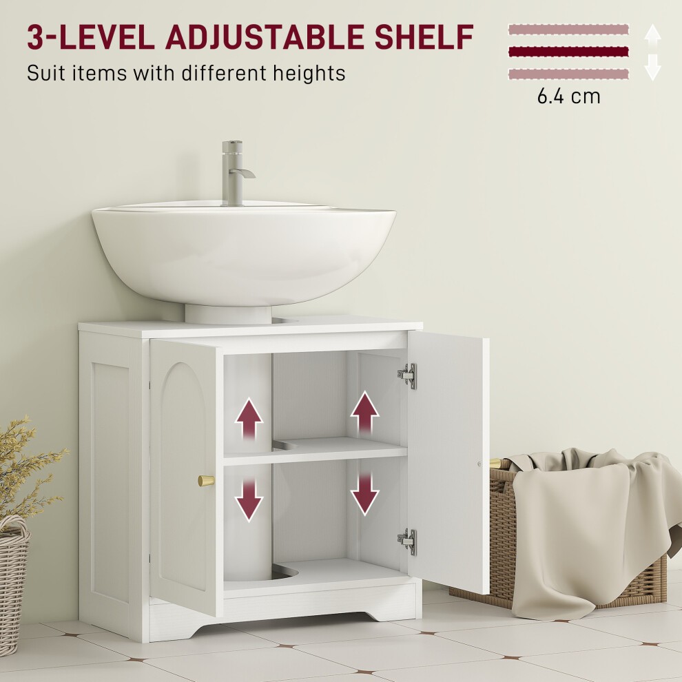 HOMCOM 2 Door White Modern Under Sink Bathroom Cabinet - image 4