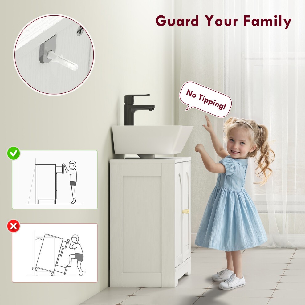 HOMCOM 2 Door White Modern Under Sink Bathroom Cabinet - image 5
