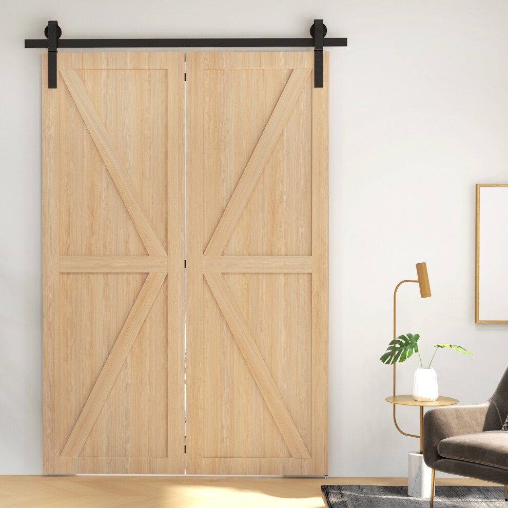 HOMCOM Bi-Folding Sliding Barn Door Hardware Kit Sliding Door Kit 5ft - image 2