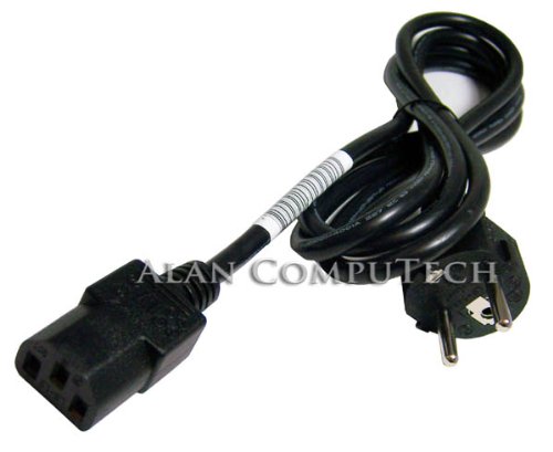 Black 1.8M power cord with a CEE7 O C13 connector on one end and a two-prong plug on the other, featuring a flexible rubber material for durability.