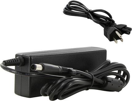 Black HP 384020-002 power adapter/inverter with a 90W output, featuring a cylindrical connector and two power cords, designed for indoor use.