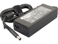 Black HP 519331-001 power adapter/inverter with a textured surface, featuring a 120W capacity, a detachable power cord, and a cylindrical connector end.