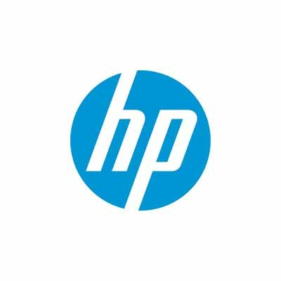 Black HP 8PZ91AV power adapter with a compact design, featuring a blue HP logo, designed for indoor use with a power output of 65 watts.