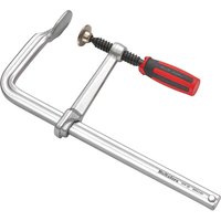 Metal Hultafors CFP Series F Screw Clamp with red and black handle, adjustable jaw, and flat pressure plate.