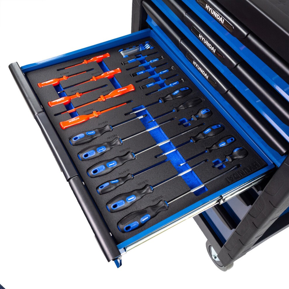 Hyundai 175 Piece 7 Drawer Castor Mounted Roller Tool Chest Cabinet - image 4