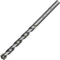 Irwin masonry drill bit, 16.0 x 160mm, silver with spiral flute design and pointed carbide tip.