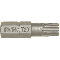 Torx insert bit, silver, Tx27 size, 25mm length, hexagonal base, engraved with "IRWIN® T30", pack of 10.