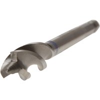 Irwin Blue Groove 20mm wood power bit, silver with spiral design and sharp cutting edges.