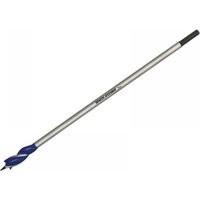 Irwin Blue Groove 6X Long Wood Bit, 22x400mm, silver shaft with blue spiral tip and black end.