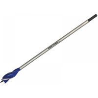 Irwin Blue Groove 6X long wood bit, 28x400mm, silver shaft with blue grooved tip for efficient wood drilling.