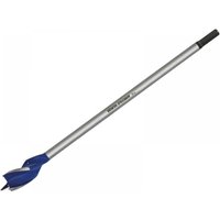 Irwin Blue Groove 6X long wood bit, silver shaft, blue grooved tip, 32 x 400mm size.