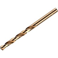 Gold Irwin HSS Cobalt Drill Bit with spiral flutes and cylindrical shank.