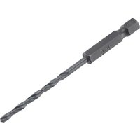Irwin HSS drill bit with hex shank, 4.0mm diameter, silver finish, spiral flute design for precision drilling.