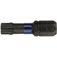 Black Irwin Impact Pro Tx30 screwdriver bit, 25mm, with blue band, hexagonal shank, pack of 2.