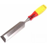 Irwin Marples chisel with a 38mm bevel edge and a red-yellow splitproof handle.