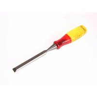 Bevel edge chisel with a polished steel blade and a red-yellow splitproof handle, 13mm width.