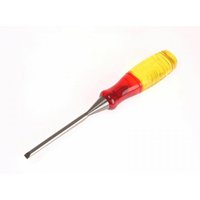 Bevel edge chisel with a 6mm steel blade and a red-yellow splitproof handle.