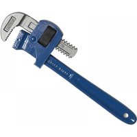 Blue and silver Irwin Record T300/8 Stillson wrench with adjustable jaw and serrated grip, 200mm length.