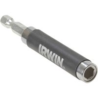 Irwin Screwdriver Bit Holder Guide, black cylindrical body with silver tip and hexagonal opening.