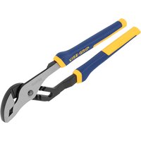 Groove joint pliers with blue and yellow rubber grips, adjustable jaws, and metallic finish, 300mm length.