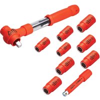 Red ITL 10 Piece 1/2" Drive Insulated Torque Wrench Kit with multiple socket attachments and ergonomic handle.