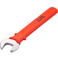 Red-handled ITL insulated open-end spanner, 22mm, with silver metallic head and black logo on handle.