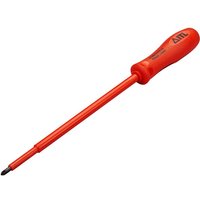 Red ITL insulated screwdriver with a Pozi No.1 tip and 200mm shaft, ergonomic handle with logo.