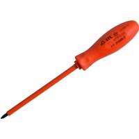 Red ITL insulated Phillips screwdriver with ergonomic handle and long shaft.