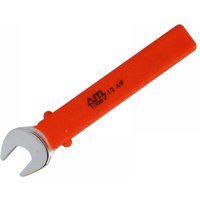 Red-handled ITL Insulated open-end spanner, 1/2 inch size, with silver metallic head.