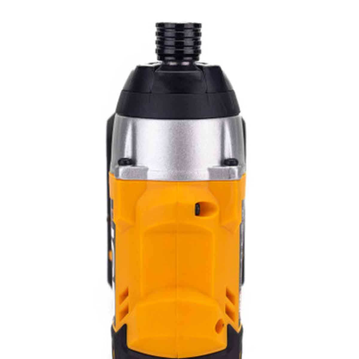 JCB 18V cordless combi drill and impact driver in black and yellow, with a robust design, includes two 2.0Ah batteries and a 20" kit bag for easy storage and transport.