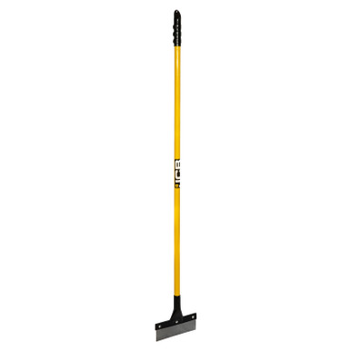JCB Professional 200mm floor scraper features a long yellow handle with a textured black grip and a sturdy metal blade, ideal for removing tough materials from floors.