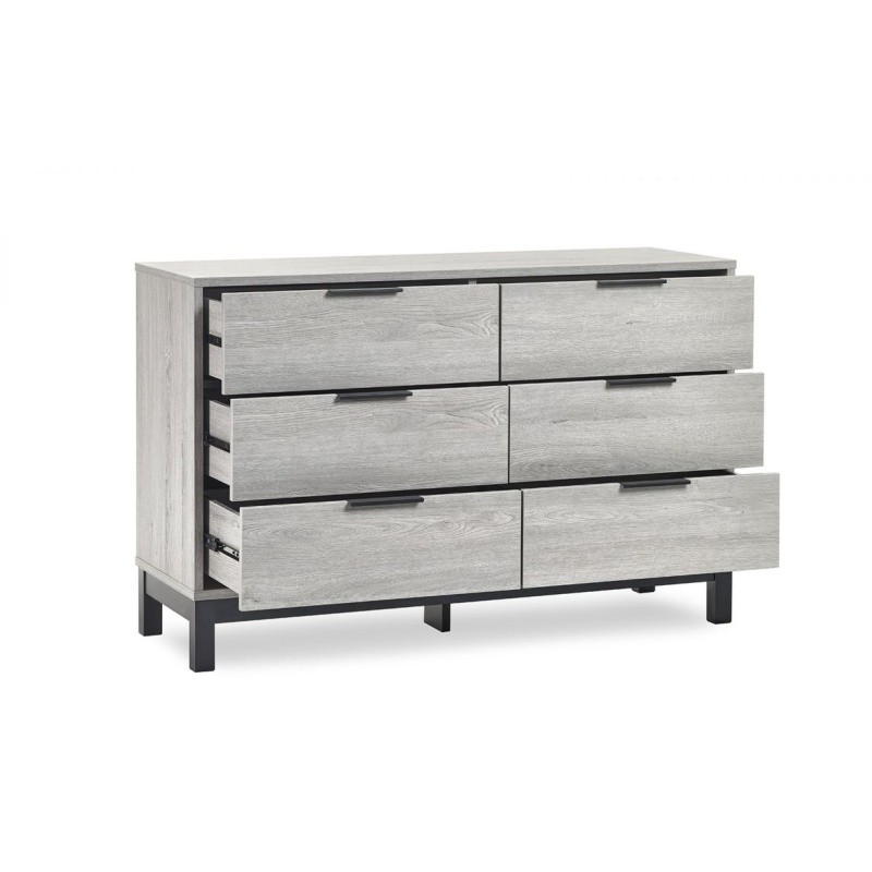 Julian Bowen Bali 6 Drawer Grey Oak Wide Chest of Drawers - image 4