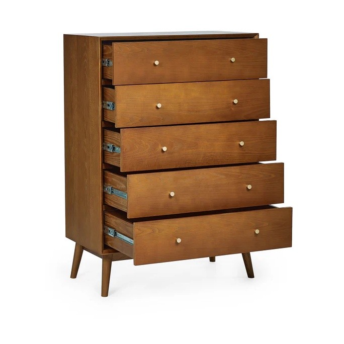 Julian Bowen Lowry 5 Drawer Cherry Ash Chest of Drawers - image 4