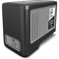 Black and gray Kärcher Battery Power+ 36/75 with digital display and side grip panel.