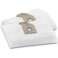 White Kärcher vacuum cleaner bags with cardboard collar, pack of 10, compatible with T 10/1, T 12/1 models.