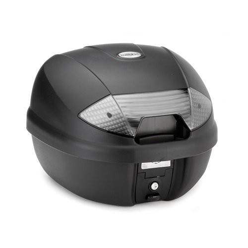 Kappa K30NT MONOLOCK top case in black, 30-litre capacity, features a sleek, rounded design with a reflective rear light and a secure locking mechanism.