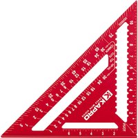 Red Kapro 446 Rafter Square with white measurement markings and triangular shape.