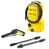 Yellow Karcher K 2 CLASSIC pressure washer with black hose, spray gun, and two extension wands.