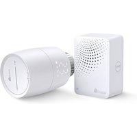 White Kasa Smart thermostatic radiator valve and hub with digital display and textured circular design.