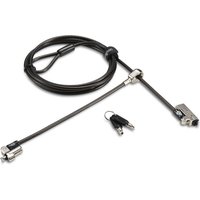 Kensington Slim NanoSaver 2.0 dual-headed lock with black cable and two silver lock heads, includes two keys.